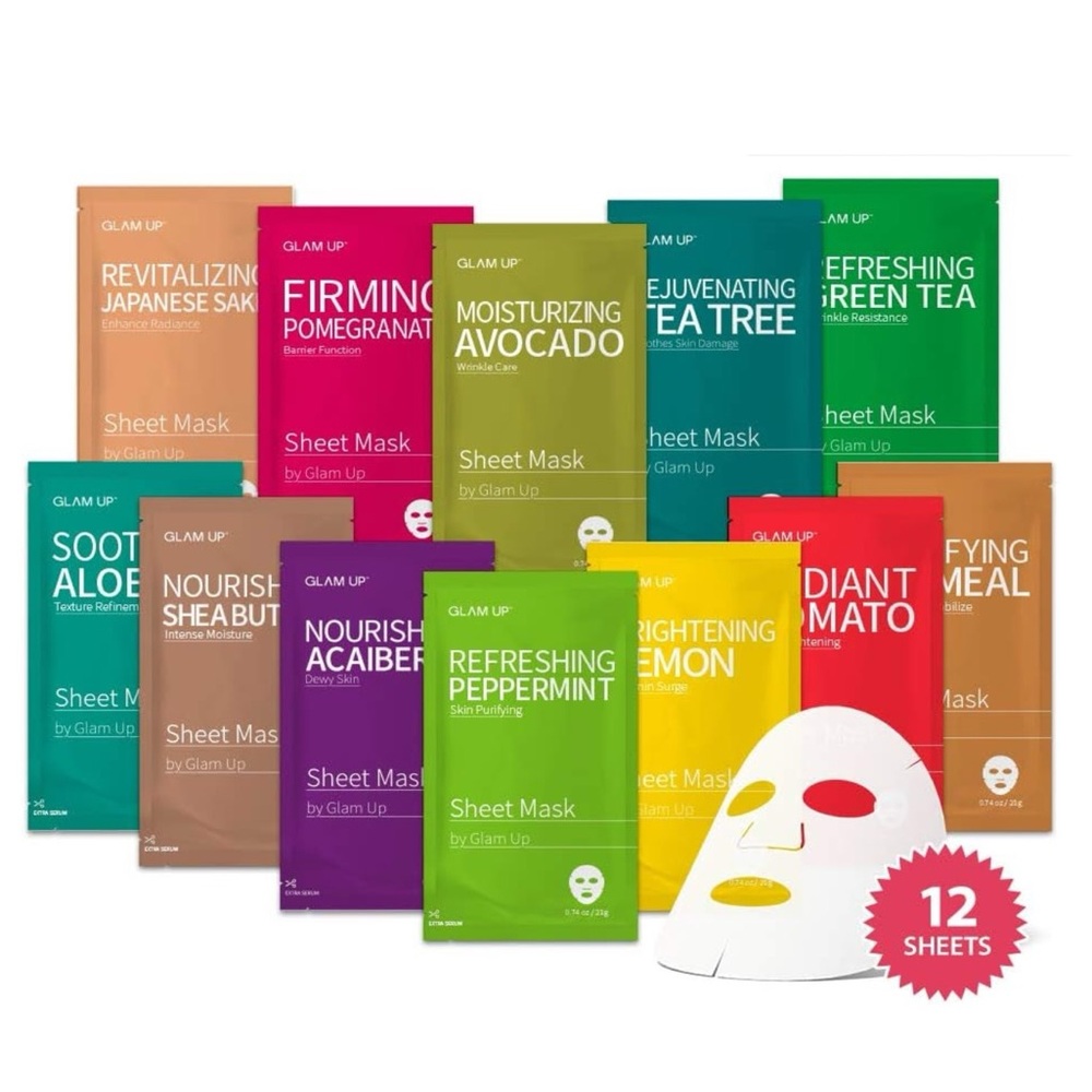 GLAM UP Facial Sheet Mask 12 Combo